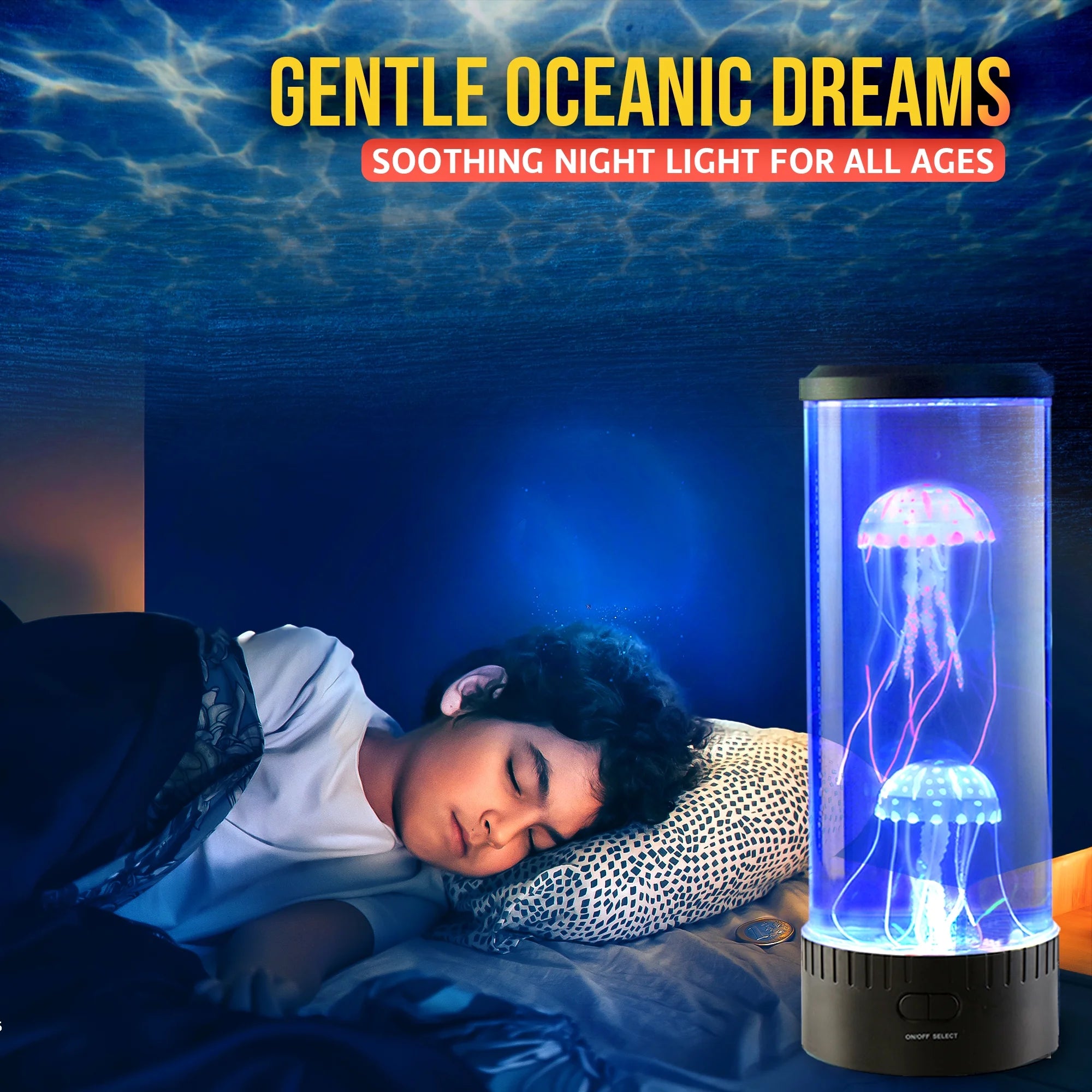 Jellyfish Lamp with Remote Control, 16 Color Changing Options, 4Modes, Auto Shutoff, Sensory Night Light Aquarium Lamp for Kids & Adults Home Decor