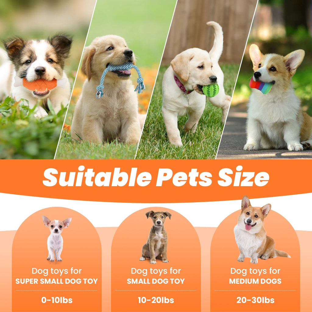 Juguetes Para Perros Pequeños, Paquete De 10 Juguetes Masticables Para Cachorros Para La Dentición Y El Entrenamiento Con Juguetes De Peluche Con Sonido, Pelota De Premio Y Juguetes De Cuerda Para Mantenerlos Ocupados