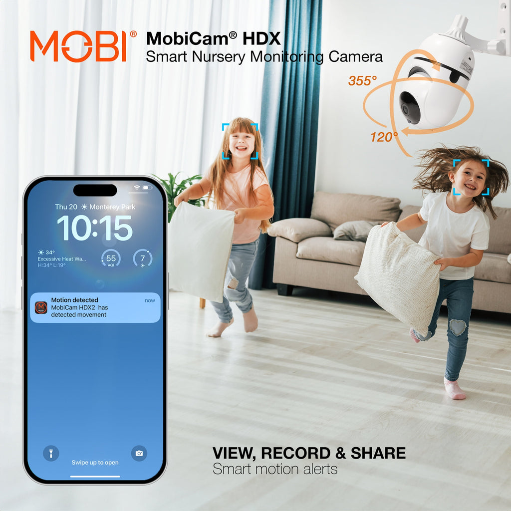 cam HDX Wi-Fi Pan & Tilt Cámara Inteligente De Monitoreo Para Guardería, Monitor De Video Para Bebé, Visión Nocturna, Detección De Movimiento, Full HD, Audio Bidireccional, Vista Remota Y Grabación Con App Inteligente Gratis