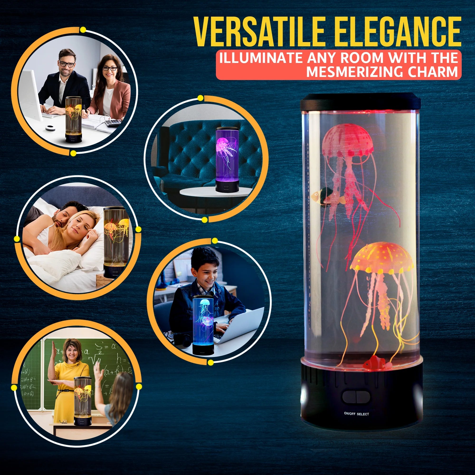 Jellyfish Lamp with Remote Control, 16 Color Changing Options, 4Modes, Auto Shutoff, Sensory Night Light Aquarium Lamp for Kids & Adults Home Decor