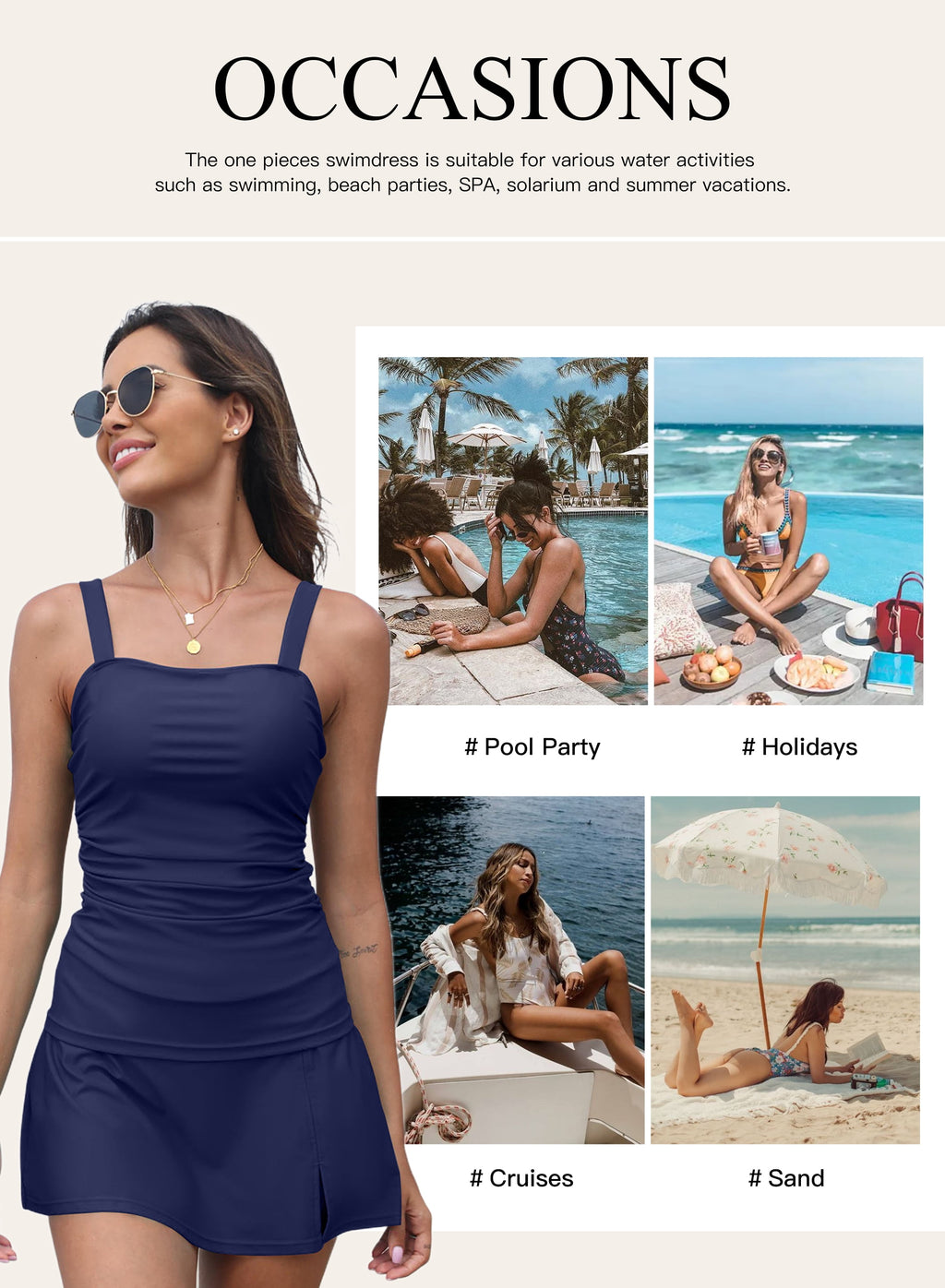 Tankini Trajes De Baño Para Mujer Tankini Traje De Baño 2 Piezas Control De Abdomen Top Tankini Fruncido Con Falda De Baño Ropa De Baño Azul L