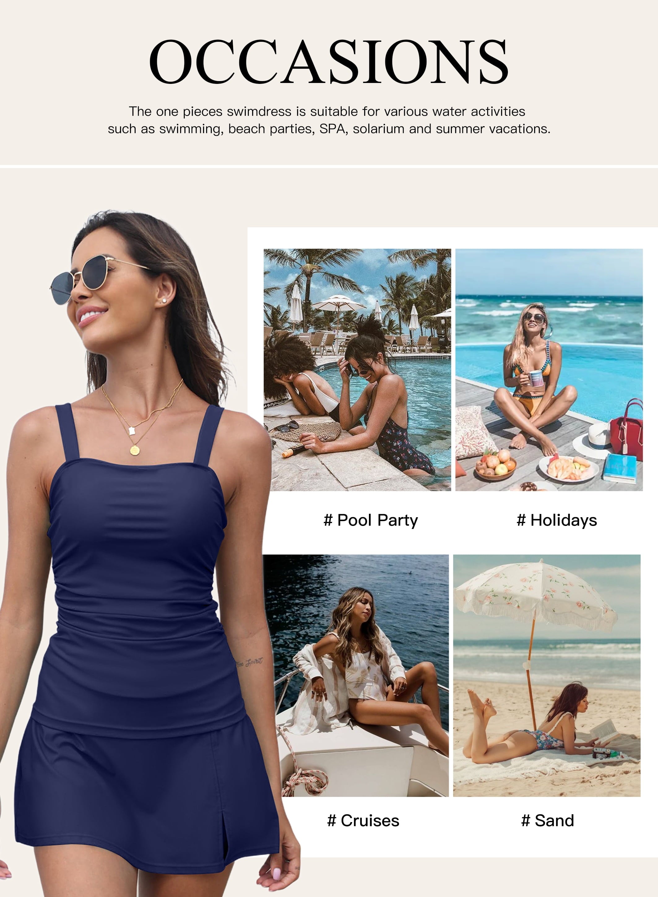 Tankini Trajes De Baño Para Mujer Tankini Traje De Baño 2 Piezas Control De Abdomen Top Tankini Fruncido Con Falda De Baño Ropa De Baño Azul L