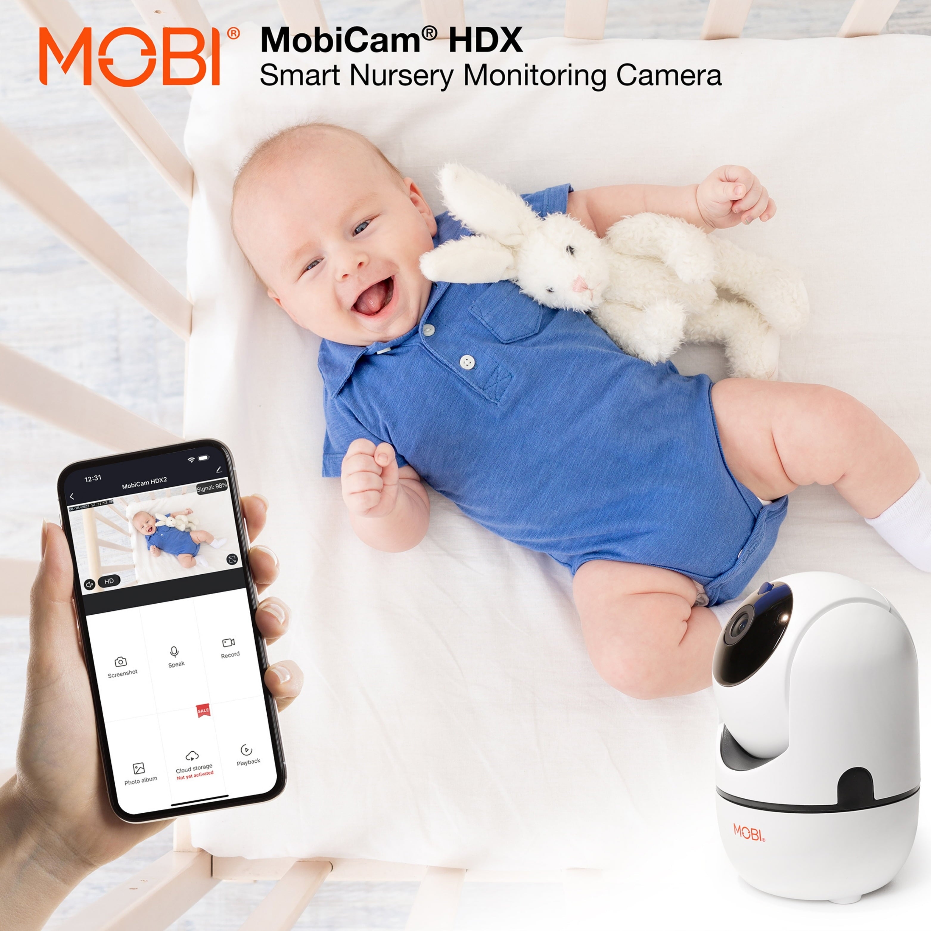 cam HDX Wi-Fi Pan & Tilt Cámara Inteligente De Monitoreo Para Guardería, Monitor De Video Para Bebé, Visión Nocturna, Detección De Movimiento, Full HD, Audio Bidireccional, Vista Remota Y Grabación Con App Inteligente Gratis