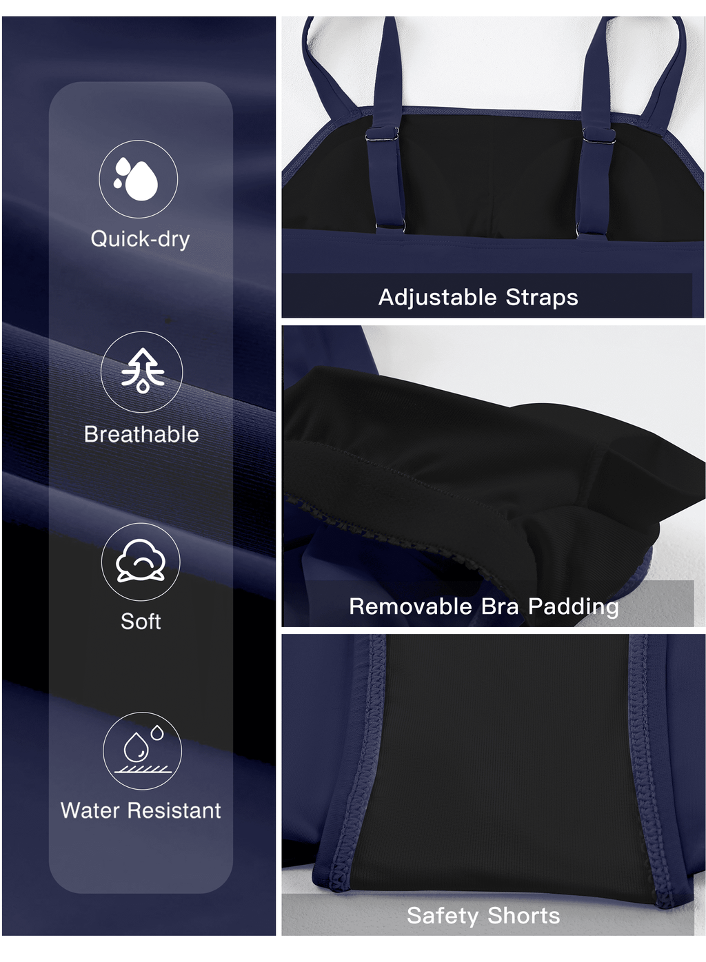 Tankini Trajes De Baño Para Mujer Tankini Traje De Baño 2 Piezas Control De Abdomen Top Tankini Fruncido Con Falda De Baño Ropa De Baño Azul L