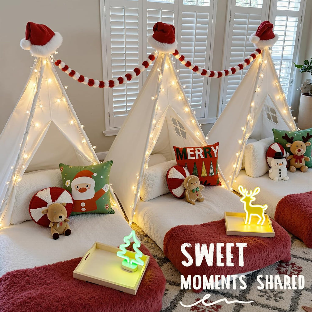 Teepee Tent for Kids with Carry Case, Natural Cotton Canvas Teepee Play Tent, Toys for Girls/Boys Indoor & Outdoor Playing