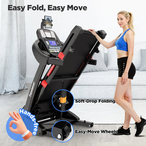 5.0HP Folding Treadmill for Home with 20 Auto Incline, Smart APP, 300Lbs, Hifi Bluetooth Speakers, 64 Programs, 12MPH Speed, Foldable Electric Treadmill Running Machine, Knee Strap Gift