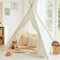 Teepee Tent for Kids with Carry Case, Natural Cotton Canvas Teepee Play Tent, Toys for Girls/Boys Indoor & Outdoor Playing