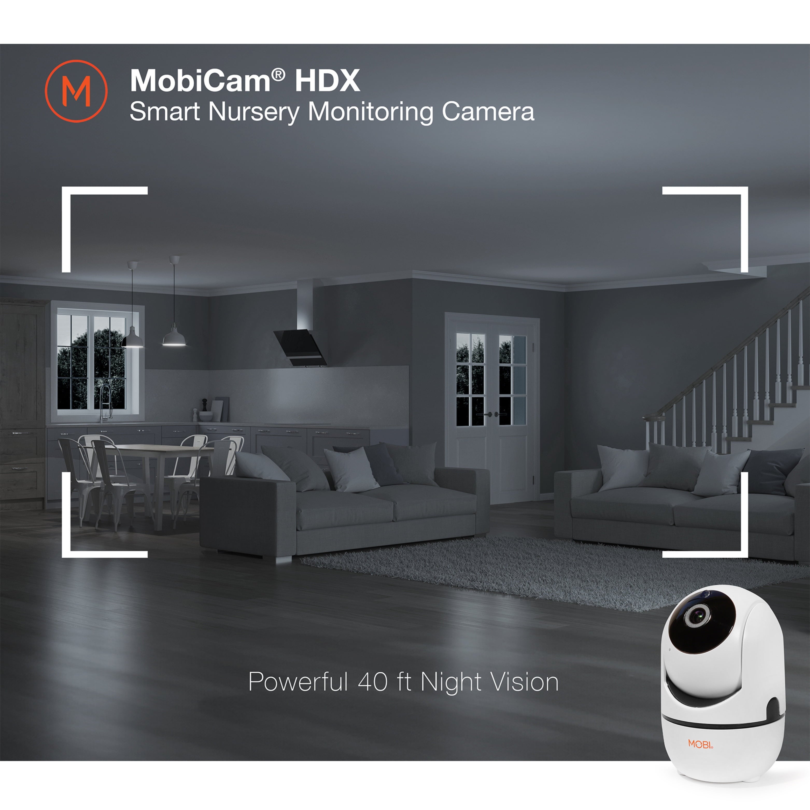 cam HDX Wi-Fi Pan & Tilt Cámara Inteligente De Monitoreo Para Guardería, Monitor De Video Para Bebé, Visión Nocturna, Detección De Movimiento, Full HD, Audio Bidireccional, Vista Remota Y Grabación Con App Inteligente Gratis