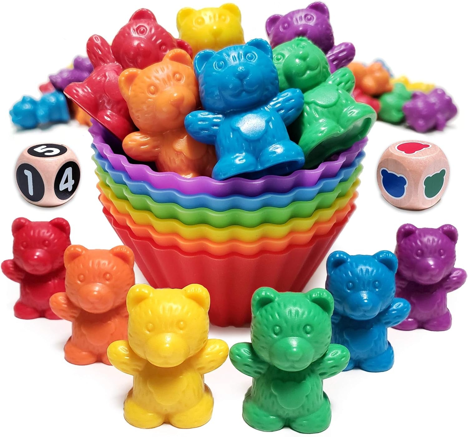 Deluxe Counting & Sorting Bears Game Set - Montessori Fine Motor Learning Jumbo Toys with Stacking Cups, 60 Preschool Math Manipulatives, 2 Toddler Games Dice, Toy Storage & Activities Ebook