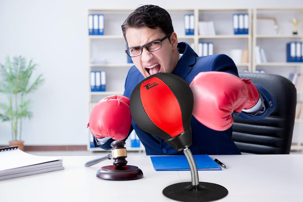 Stress Buster Desktop Punching Bag - Suctions to Your Desk, White Elephant Gifts for Coworker Men and Women, Heavy Duty Stress Relief Ball, Gag Gifts Funny Desk Accessories